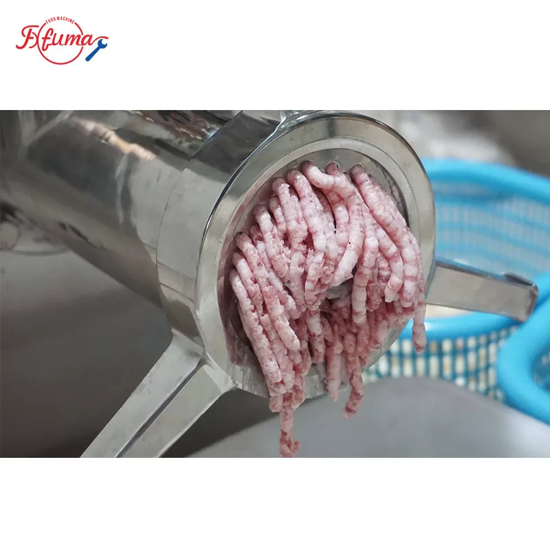 grinding pork meat
