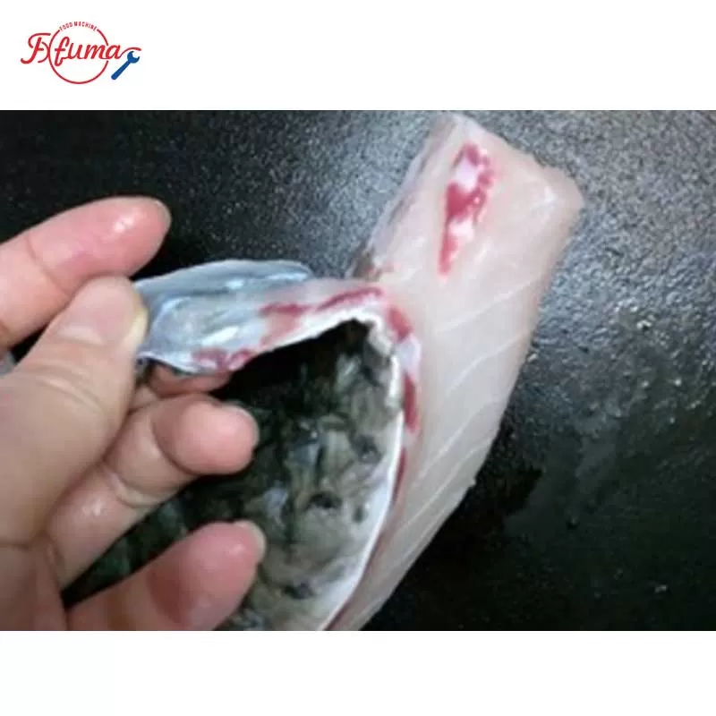 fish is being peeled its skin