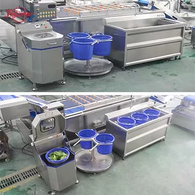 Compact Vegetable Salad Ultrasonic Cleaning Line - Washing and Dehydrator
