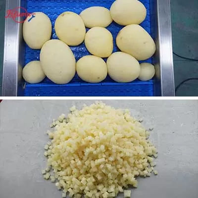 industrial potato peeling and dicing system