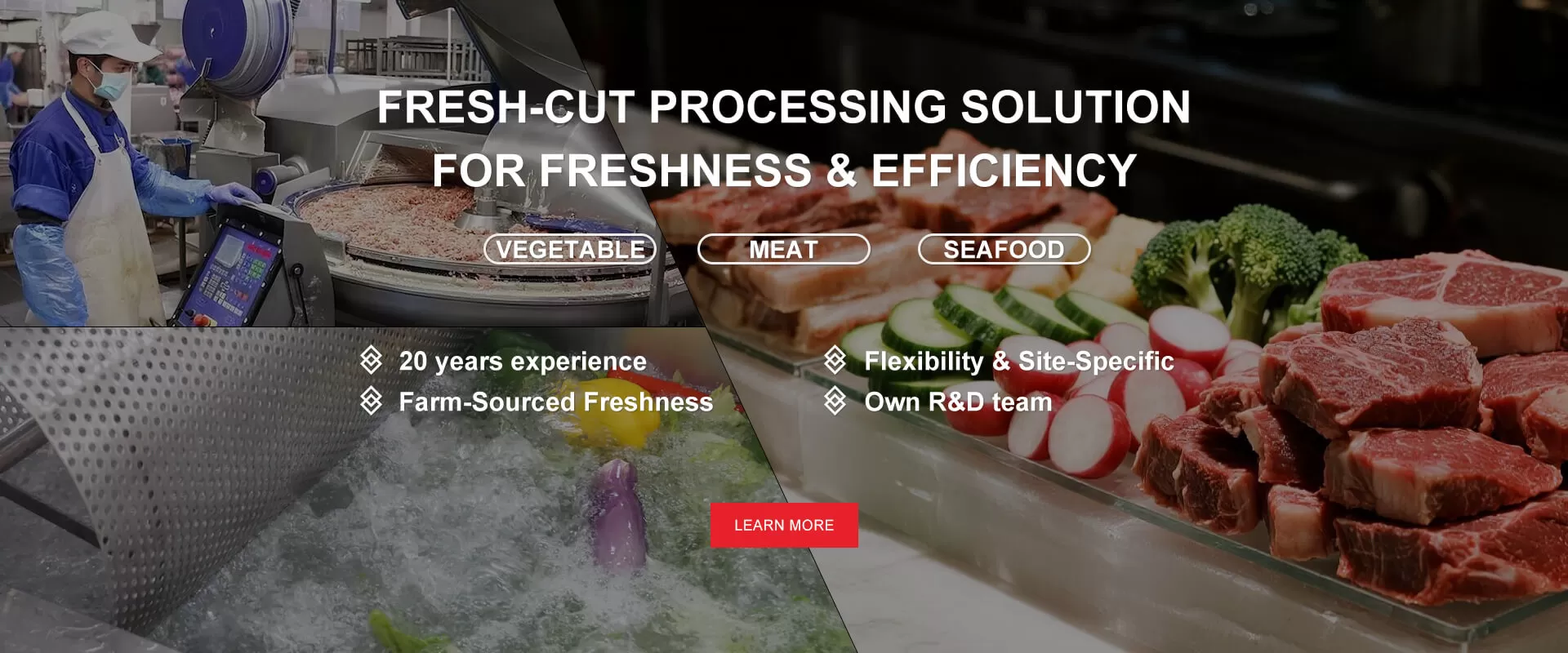 Pre-cut meat and vegetable processing solution