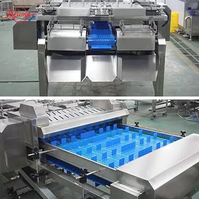 Industrial dual-head garlic sprout and vegetable root cutter machine with adjustable blade for precise trimming.