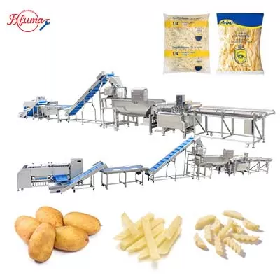 Automatic Fresh/Frozen French Fries Production Line - Washing, Peeling, Sorting, Cutting, Dewatering