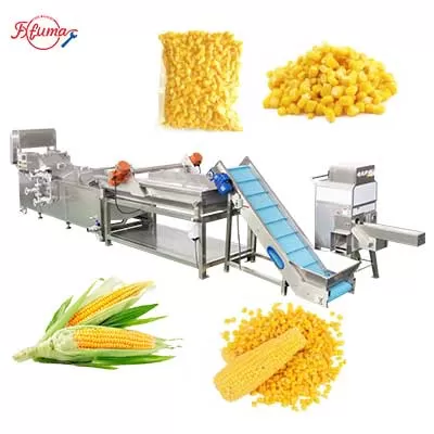 Small Scale Fresh Sweet Corn Kernel Thresher Blancher Dewater Machine