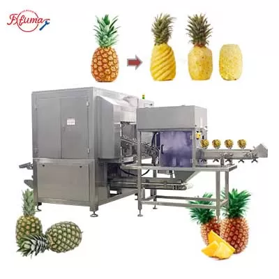 3-in-1 Automatic Pineapple Peeling, Eye Removing and Ends Cutting Machine