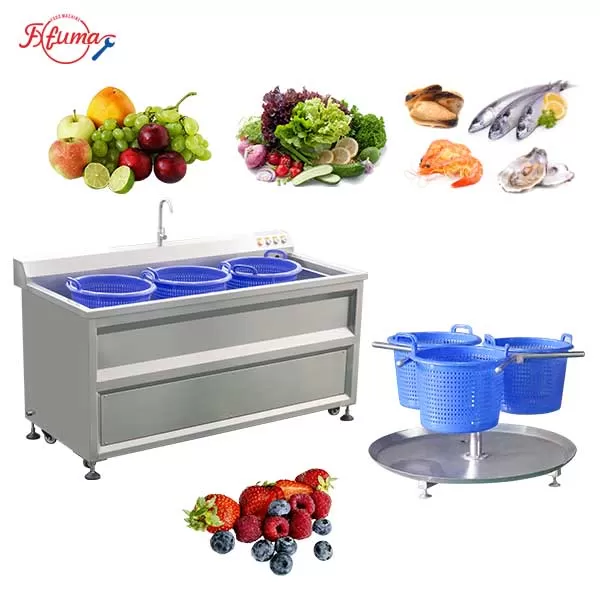 Commercial Seafood Fruit Vegetable Bubble Washer | Ozone, Ultrasonic, Blanching Function