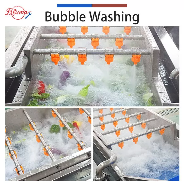 High Pressure Bubble Vegetable & Fruit Washing Machine with Elevator
