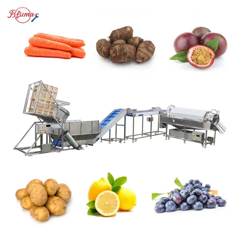 Vegetable and Fruit Dumper Hopper with Drum Washing Machine