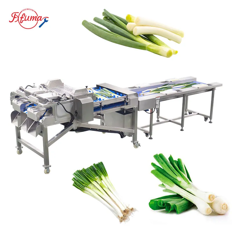 Dual-Head Vegetable Root Trimming and Cutting Machine for Garlic Onion, Scallions, Asparagus