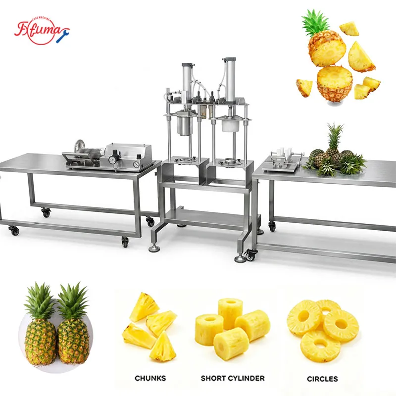 Pineapple Processing Equipment Set for Pineapple Cylinder, Slices, and Chunks