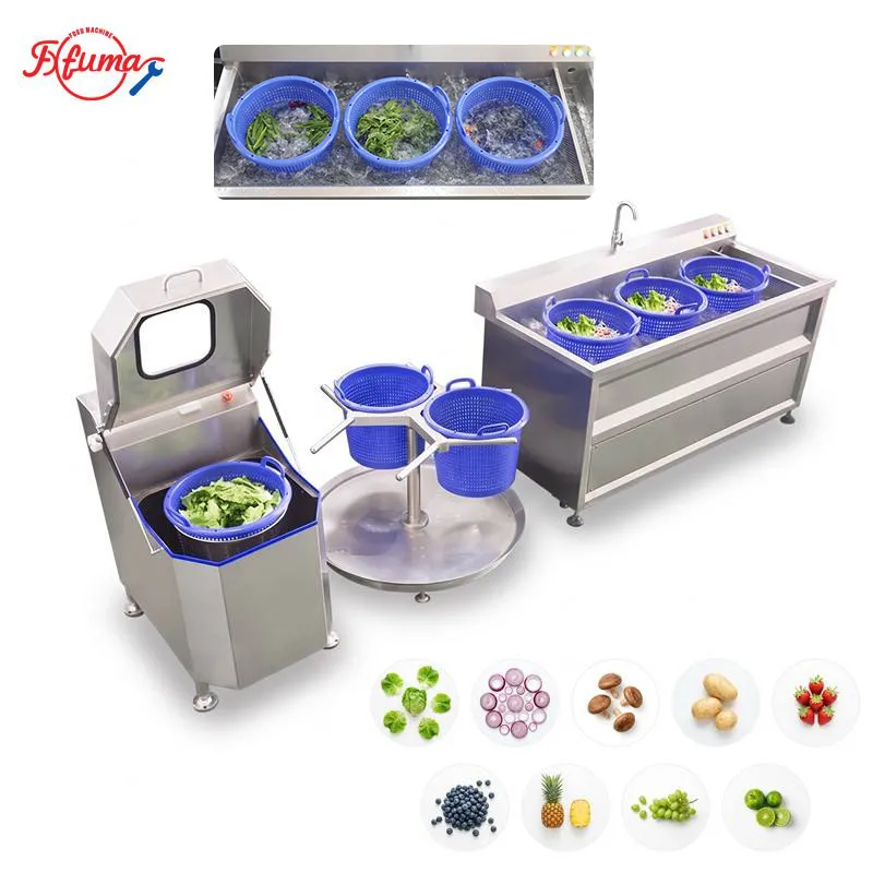 Ultrasonic Fruit Vegetable Washing & Dewatering Machine Set