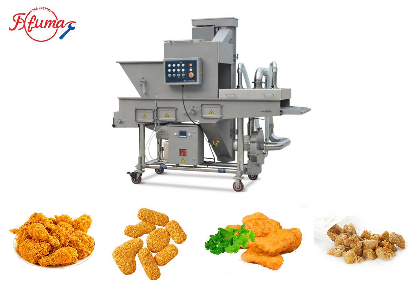 Automatic batter-breading machine for fried chicken