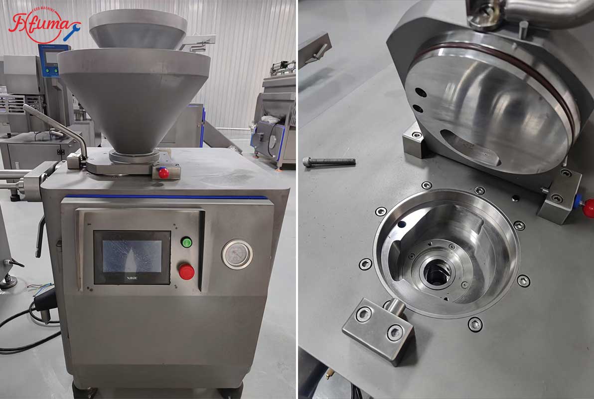 Continuous vacuum sausage stuffing machine