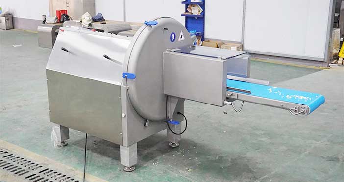 FKP-25 Horizontal frozen meat slicer Meat portion cutter with conveyor