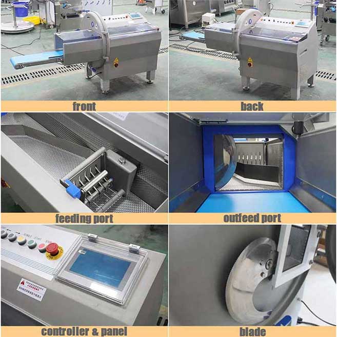 FKP-25 Horizontal frozen meat slicer Meat portion cutter with conveyor