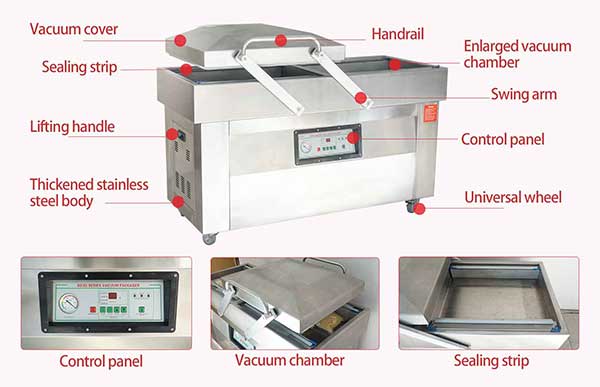 Double chamber food vacuum packing machine vacuum sealer machine