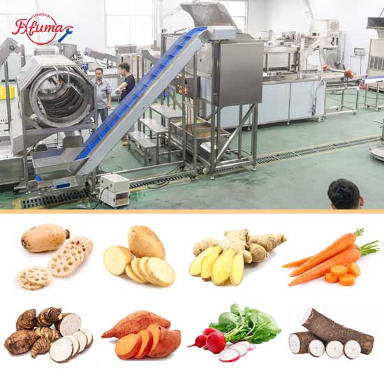 Automatic Wash Peel Blanch Cut Process Solution - For Root Vegetable
