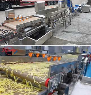 Automatic Fresh/Frozen French Fries Production Line - Washing, Peeling, Sorting, Cutting, Dewatering