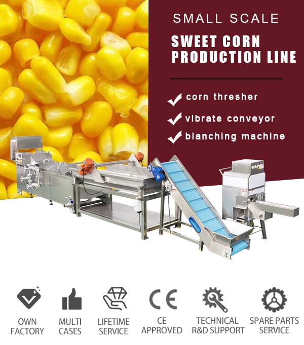 Small Scale Fresh Sweet Corn Kernel Thresher Blancher Dewater Machine