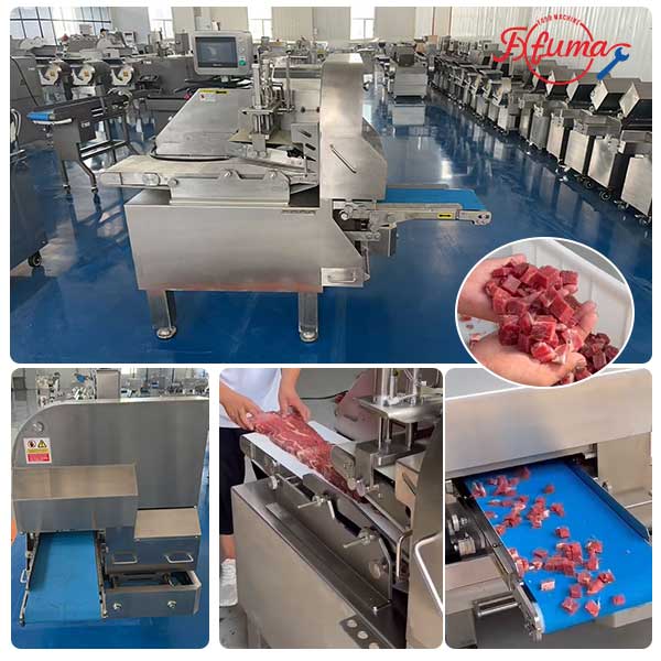 2in1 Automatic Stew Meat Beef Sirloin Cubes Dicing and Frozen Meat Slicing Machine
