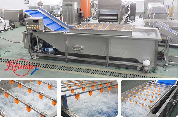 Industrial Vegetable and Fruit Bubble Washer with Pressure Spray