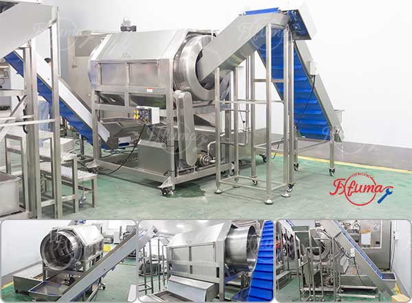 Industrial Root Vegetable Taro Potato Carrot Ginger Rotary Barrel Washing Machine with Elevaytor