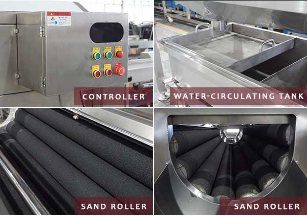 1.2-1.8T/H Root Vegetable Washing Peeling Machine Full Sand Roller Peeler