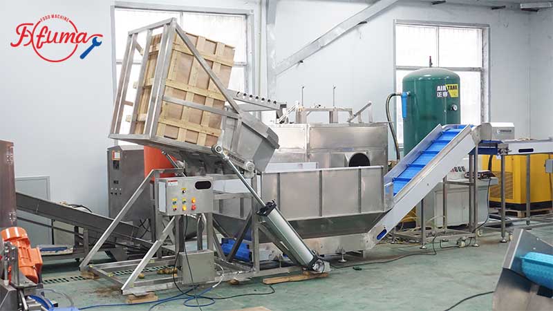 Vegetable and Fruit Dumper Hopper with Drum Washing Machine