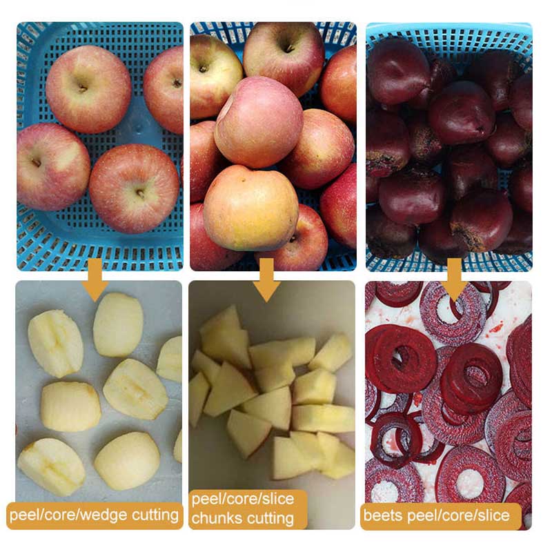 4-in-1 Fruit Apple Peeling, Coring, Slicing, Chunks Cutting Machine for Halving or Slicing
