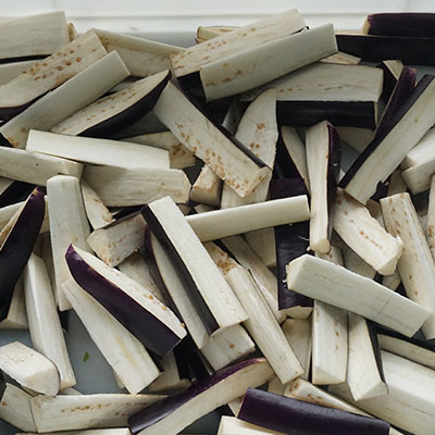 Eggplant Cucumber Lengthwise Halving